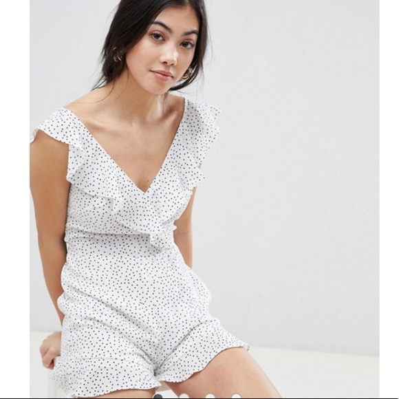 ASOS Pants - ASOS white polka dot spot ruffle romper 6